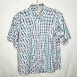 Southern Pines Shirt Men's XL Seersucker Pastel Plaid Short-Sleeve Button-Up